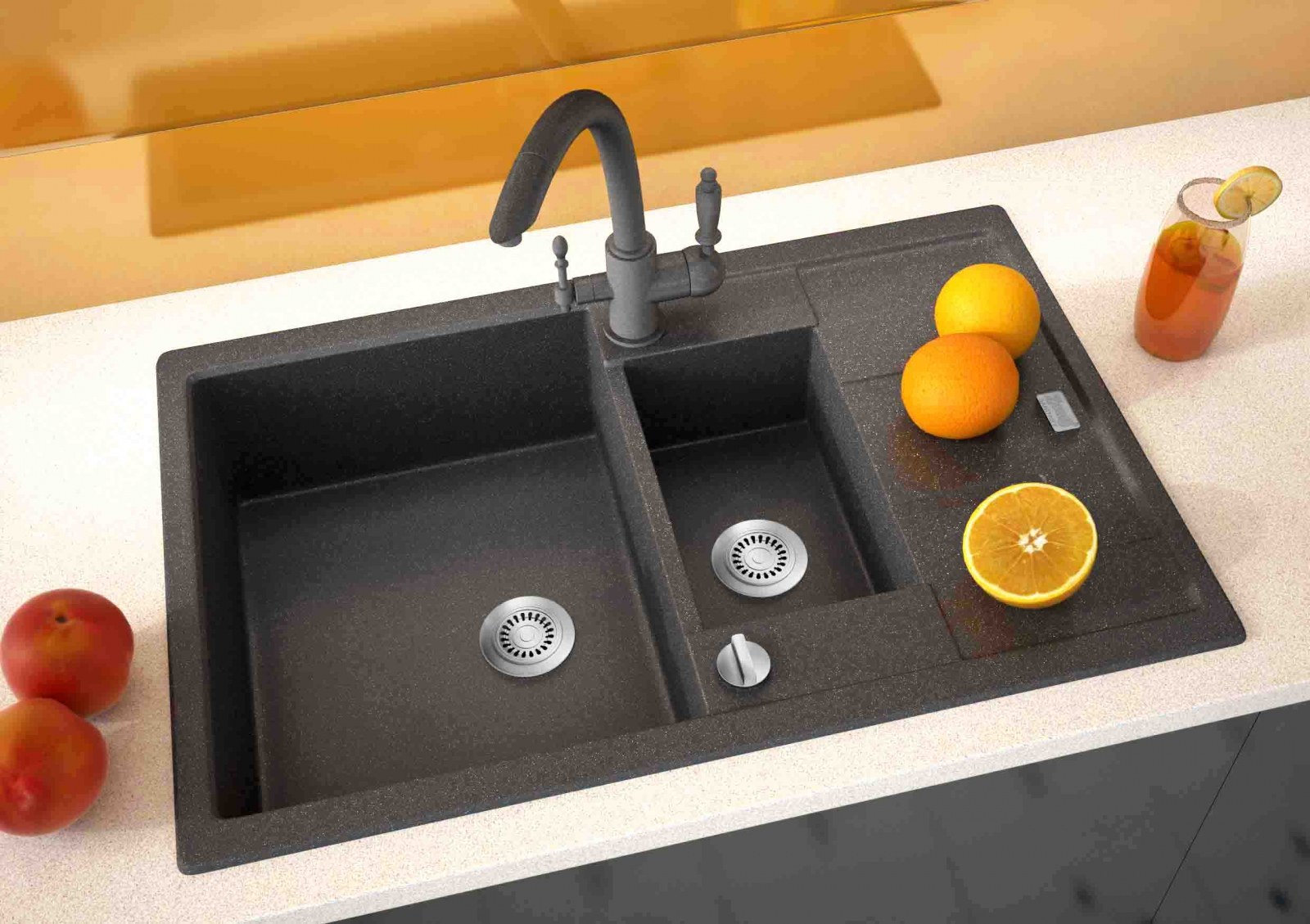 Мойка для кухни Zorg Granit GZR-78-2-50 Amelia Черный Металлик