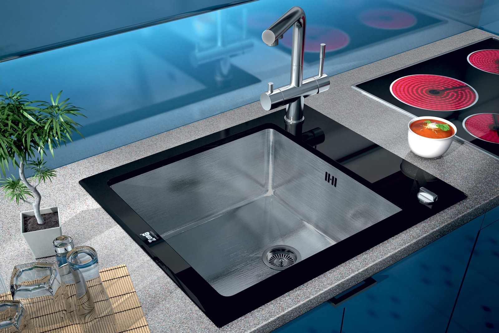 Мойка ZorG INOX GLASS GL-6051-BLACK